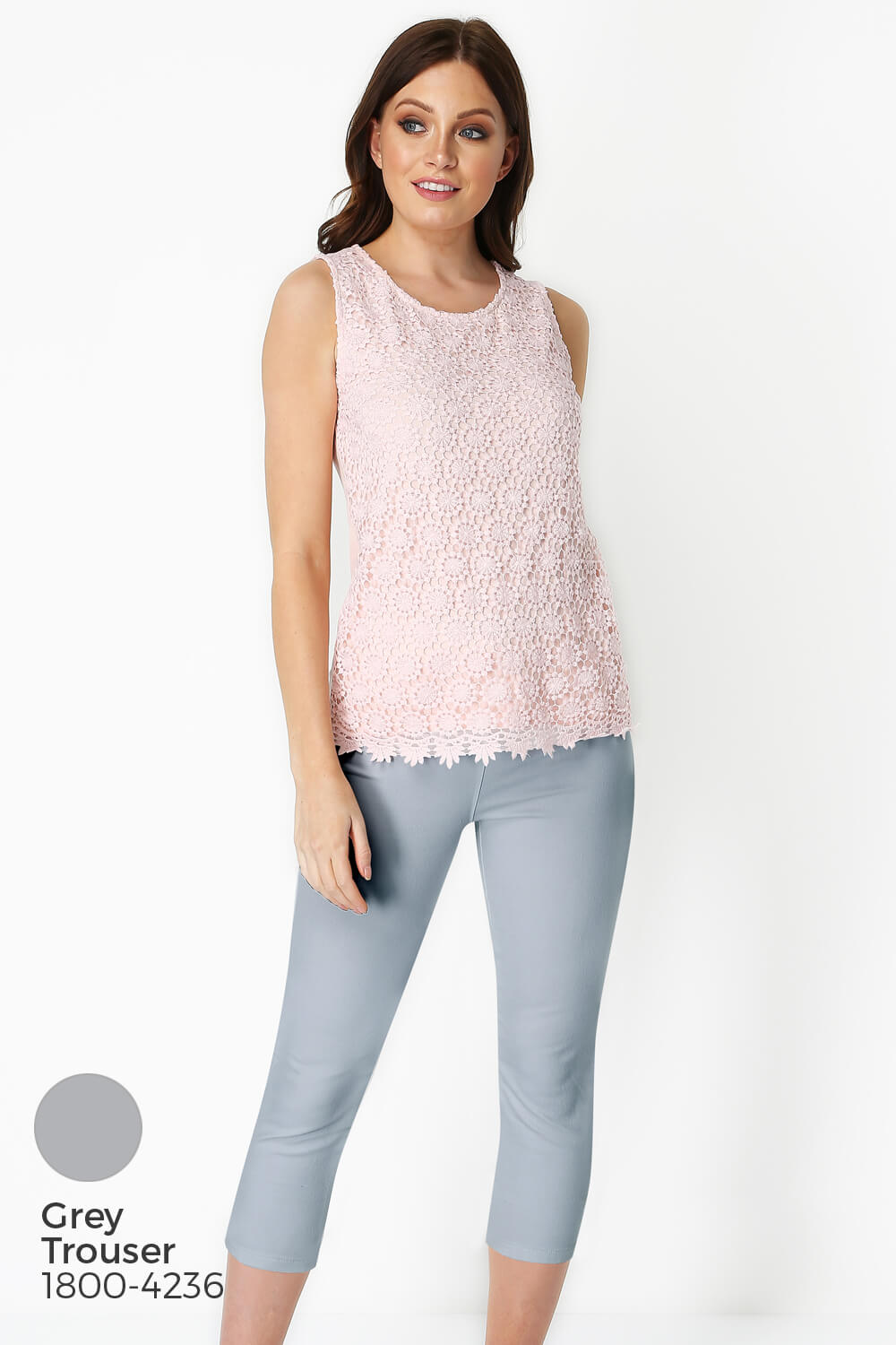 Light Pink Lace Front Jersey Vest Top, Image 7 of 8
