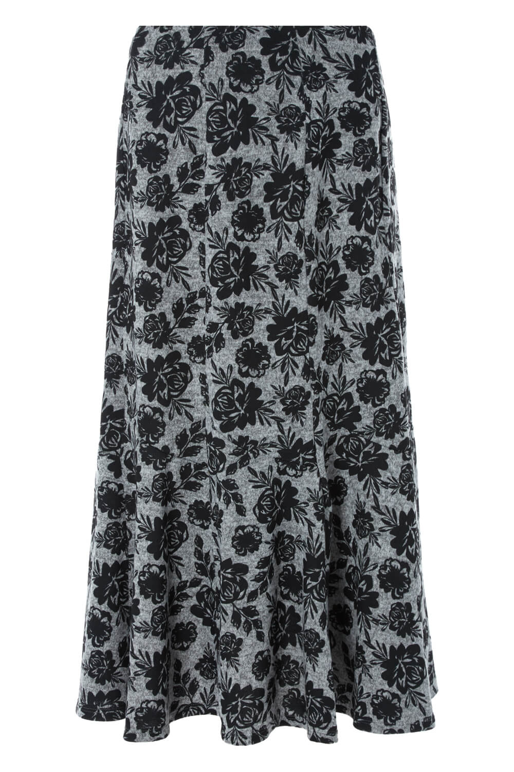 Grey Fluted Hem Floral Skirt, Image 4 of 4
