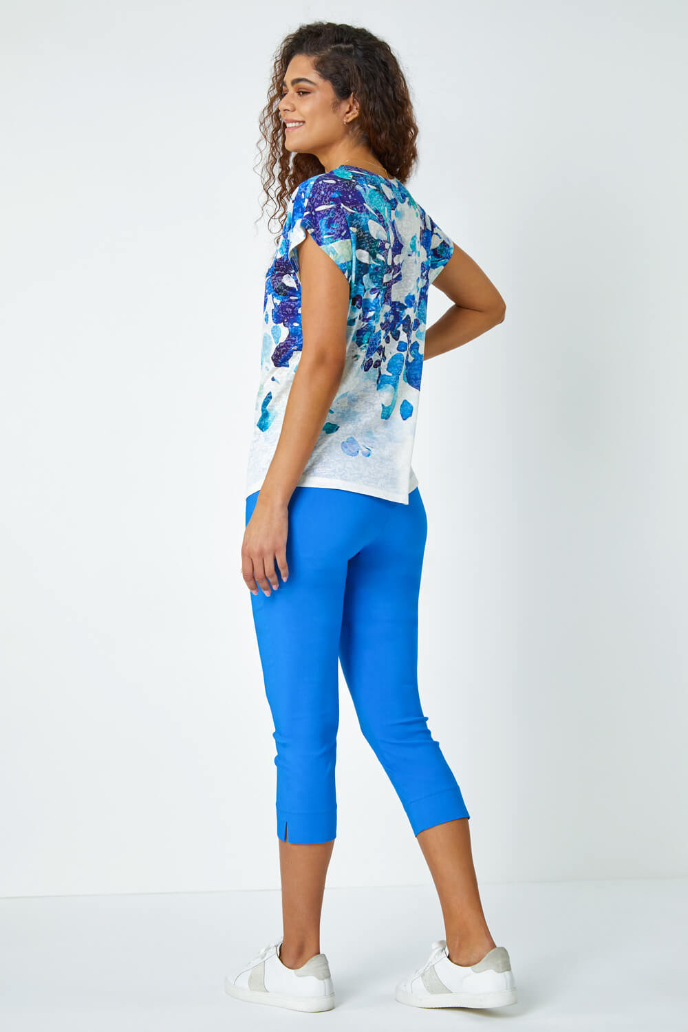 Blue Abstract Hotfix Embellished Stretch T-Shirt, Image 3 of 5