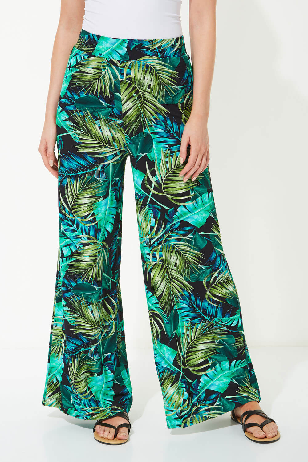 Tropical Print Trouser in Green - Roman Originals UK