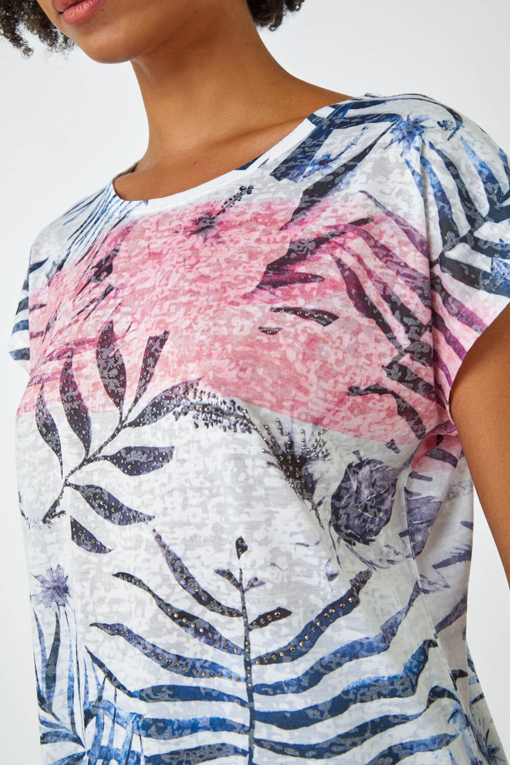 PINK Palm Print Burnout T-Shirt , Image 5 of 5
