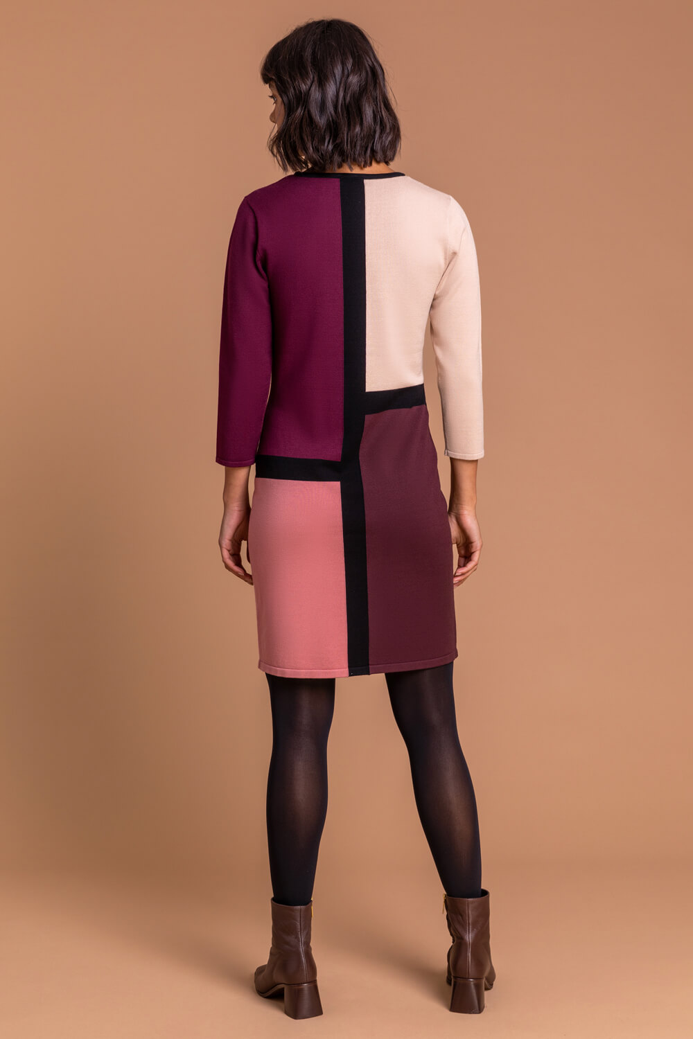 Rose Longline Colourblock Print Jumper Dress, Image 2 of 5