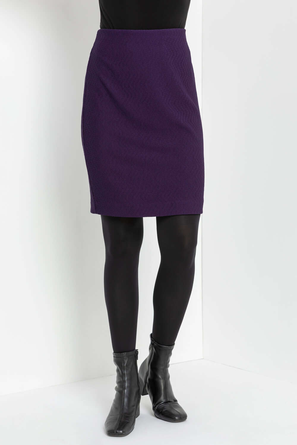 Purple Short Textured Jersey Skirt, Image 2 of 4