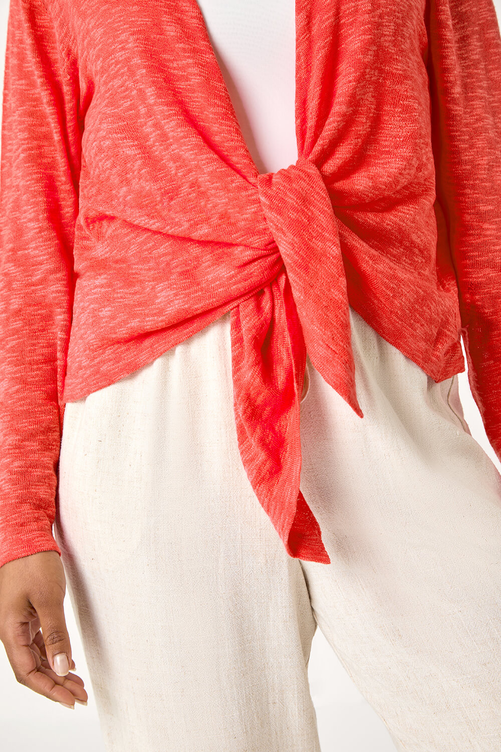 CORAL Petite Waterfall Front Cotton Knit Cardigan, Image 5 of 5