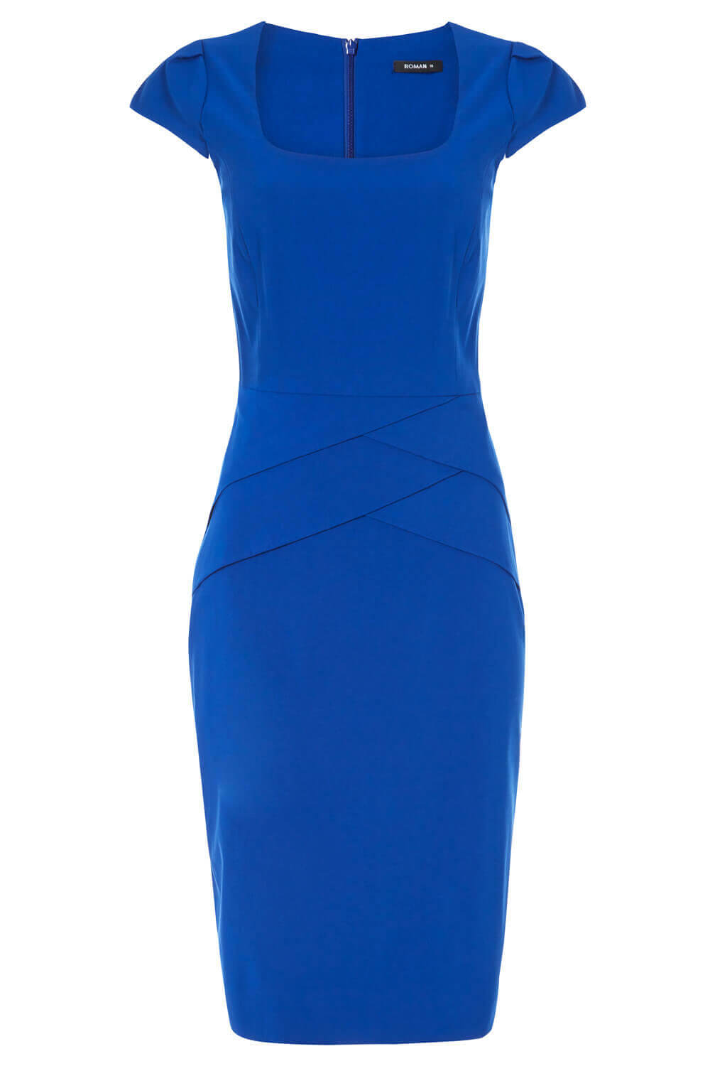 Royal Blue Pleat Detail Shift Dress, Image 5 of 5