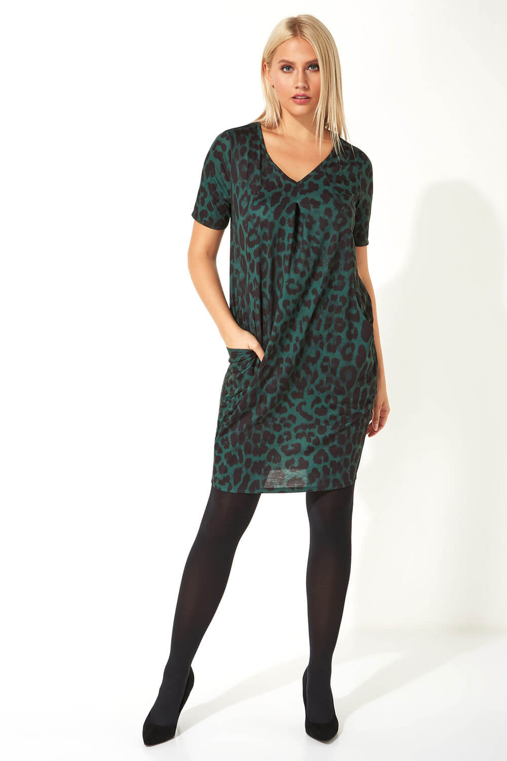 Green Animal Leopard Print Dress, Image 2 of 5