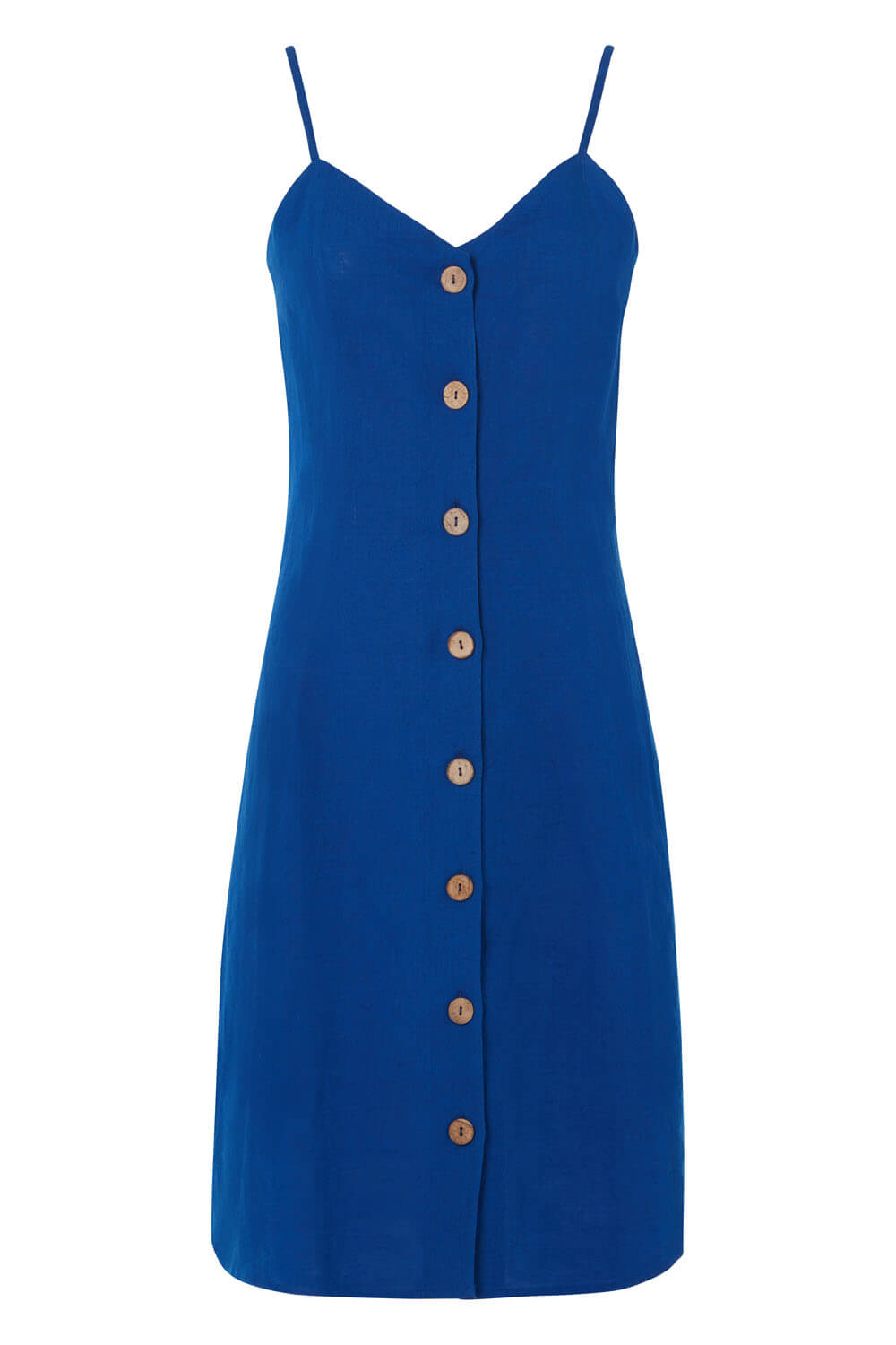 Royal Blue Button Through Cami Shift Dress, Image 5 of 5