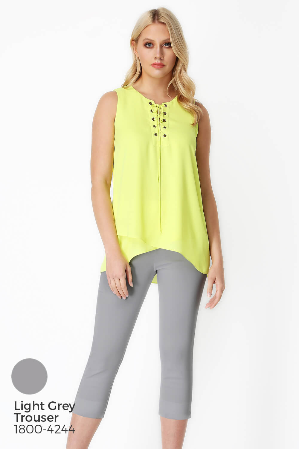 Lime Eyelet Detail Lace Up Vest Top, Image 6 of 8