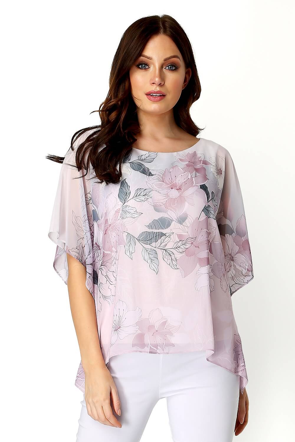 Floral Chiffon Overlay Top