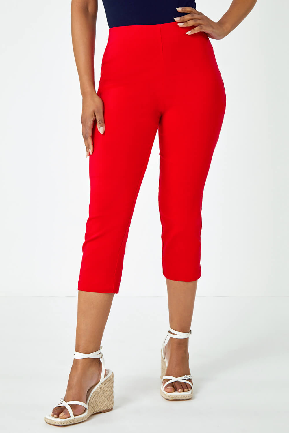 Red Petite Cropped Stretch Trouser, Image 2 of 5