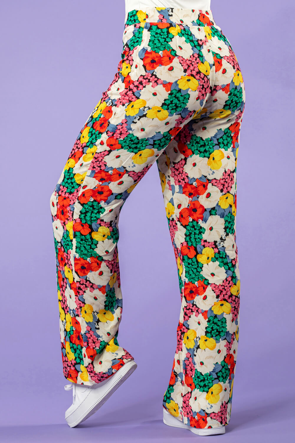 Multi  Contrast Floral Wide Leg Trouser, Image 5 of 5