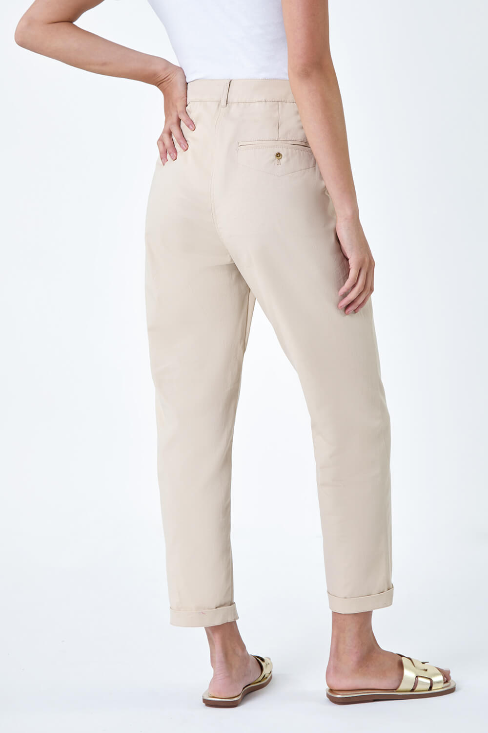 Stone Petite Cotton Blend Stretch Chino Trousers, Image 3 of 5