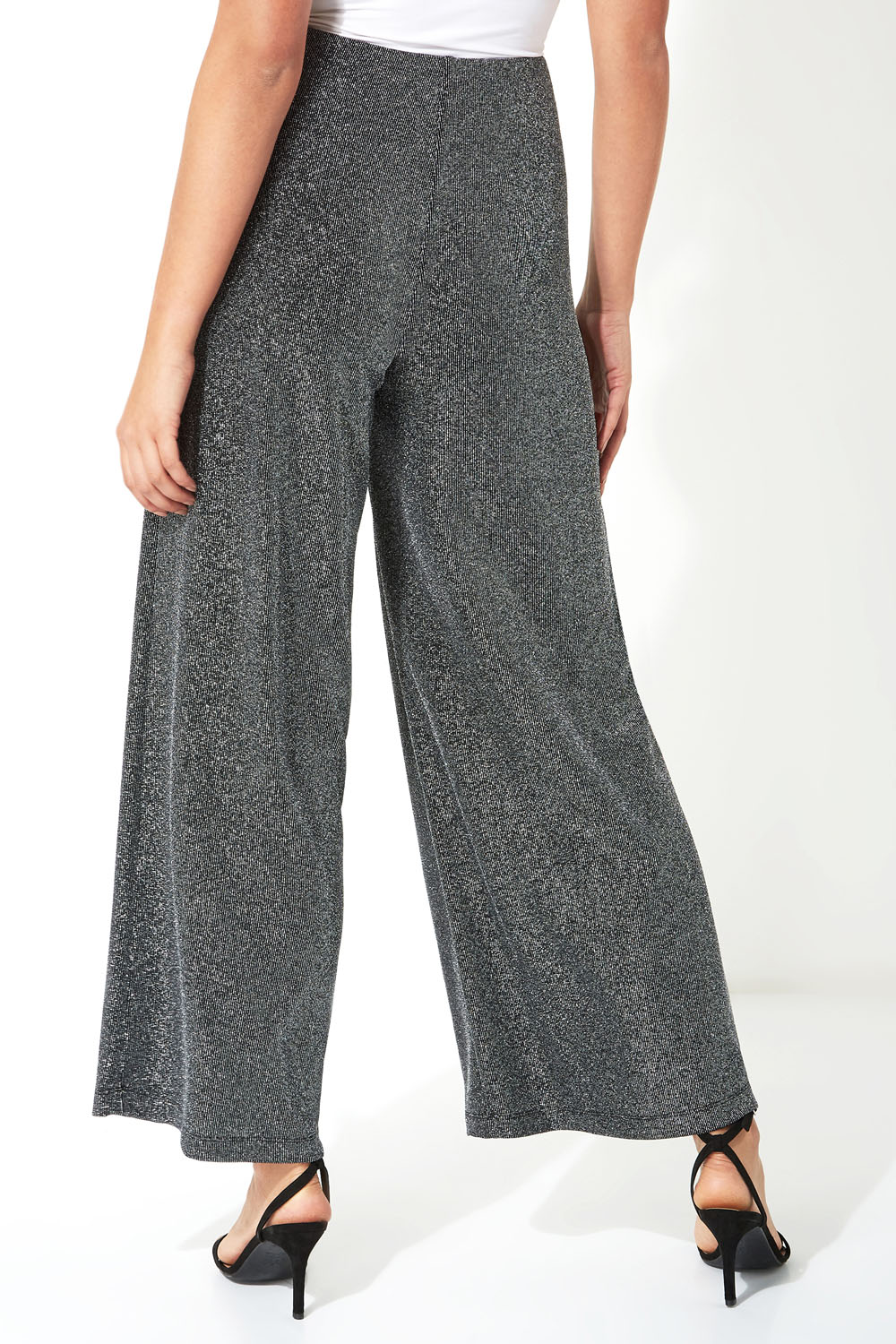 Silver Sparkle Wide Leg Trousers , Image 2 of 5