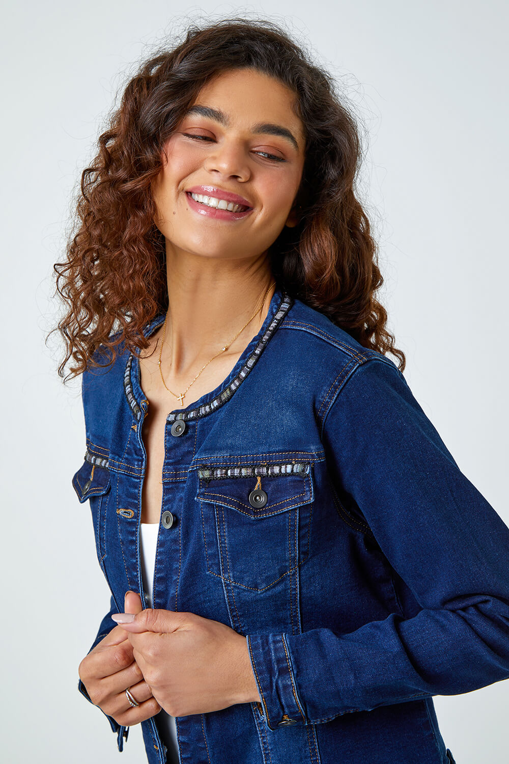 Agnes Orinda Women's Plus Size Long Sleeves Collarless Denim Jackets Spring  2023 Large Blue at Amazon Women's Coats Shop
