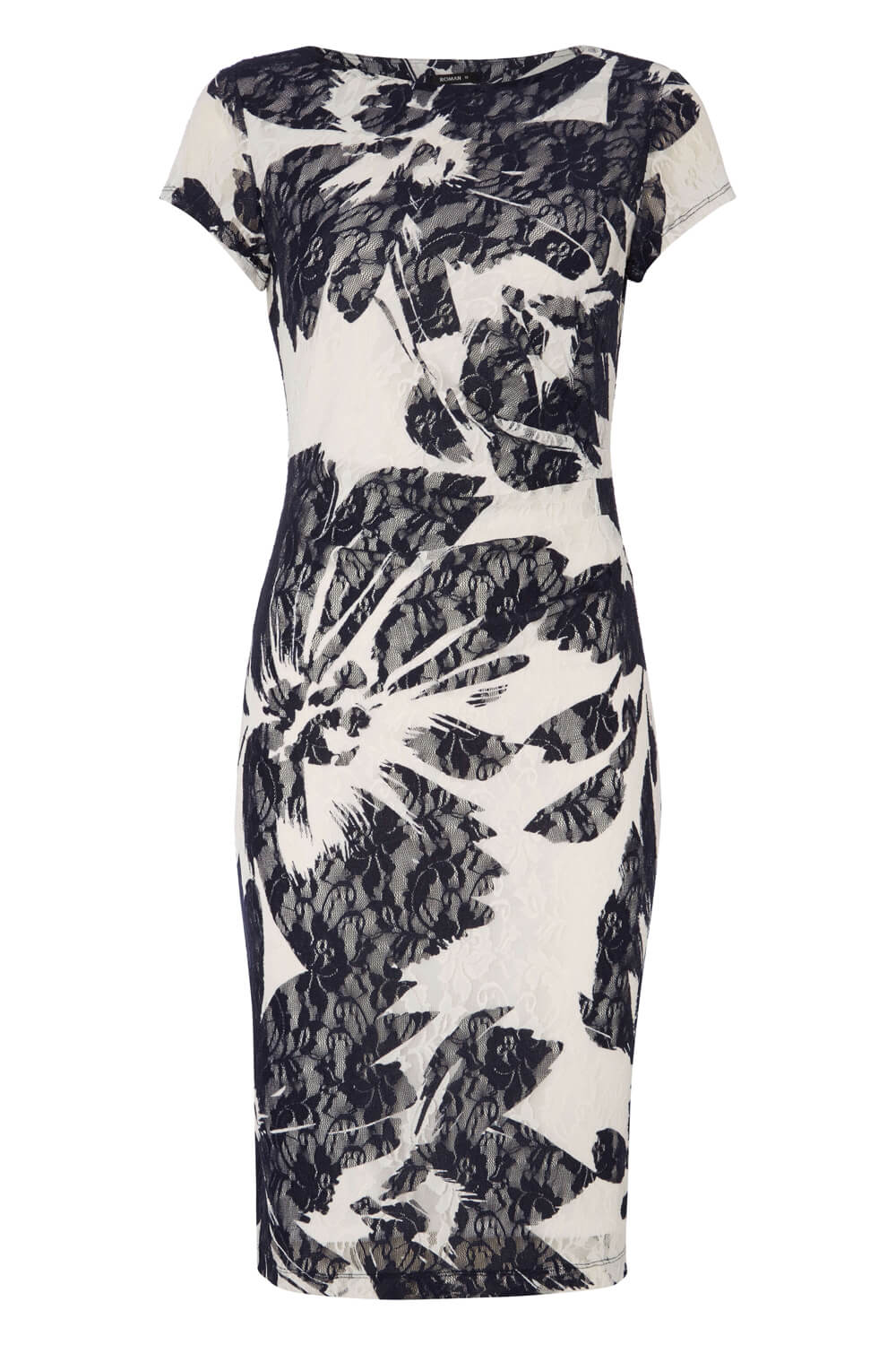  Floral Print Lace Ruched Dress, Image 4 of 4