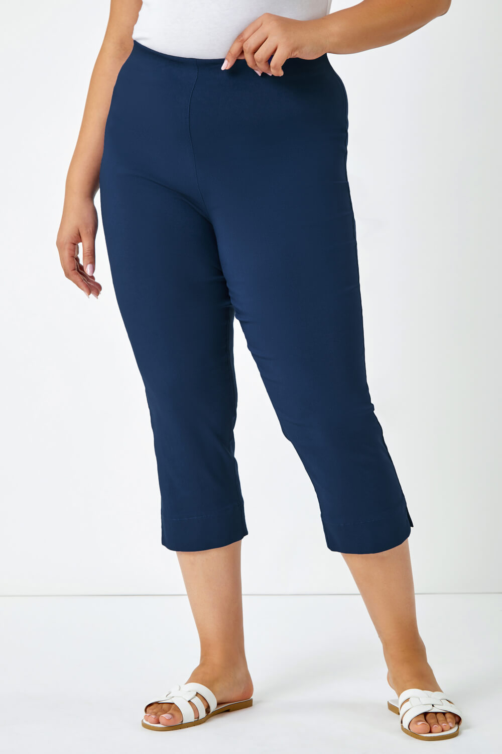 Midnight Blue Curve Cropped Stretch Trouser, Image 4 of 5
