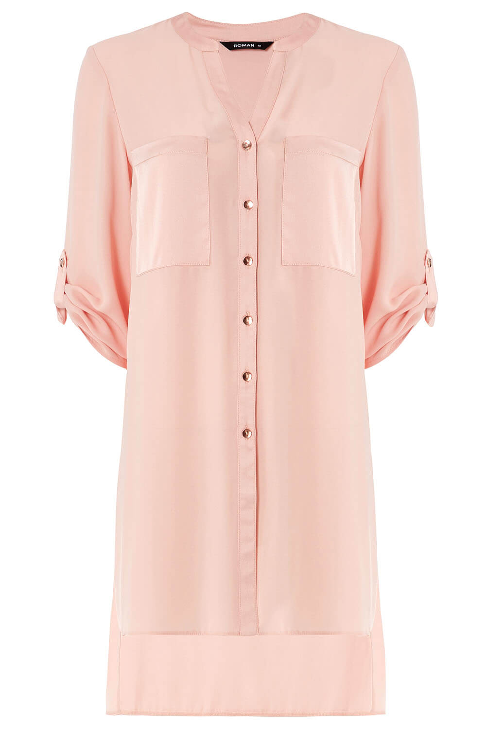 PINK Longline Button Through Blouse, Image 5 of 5