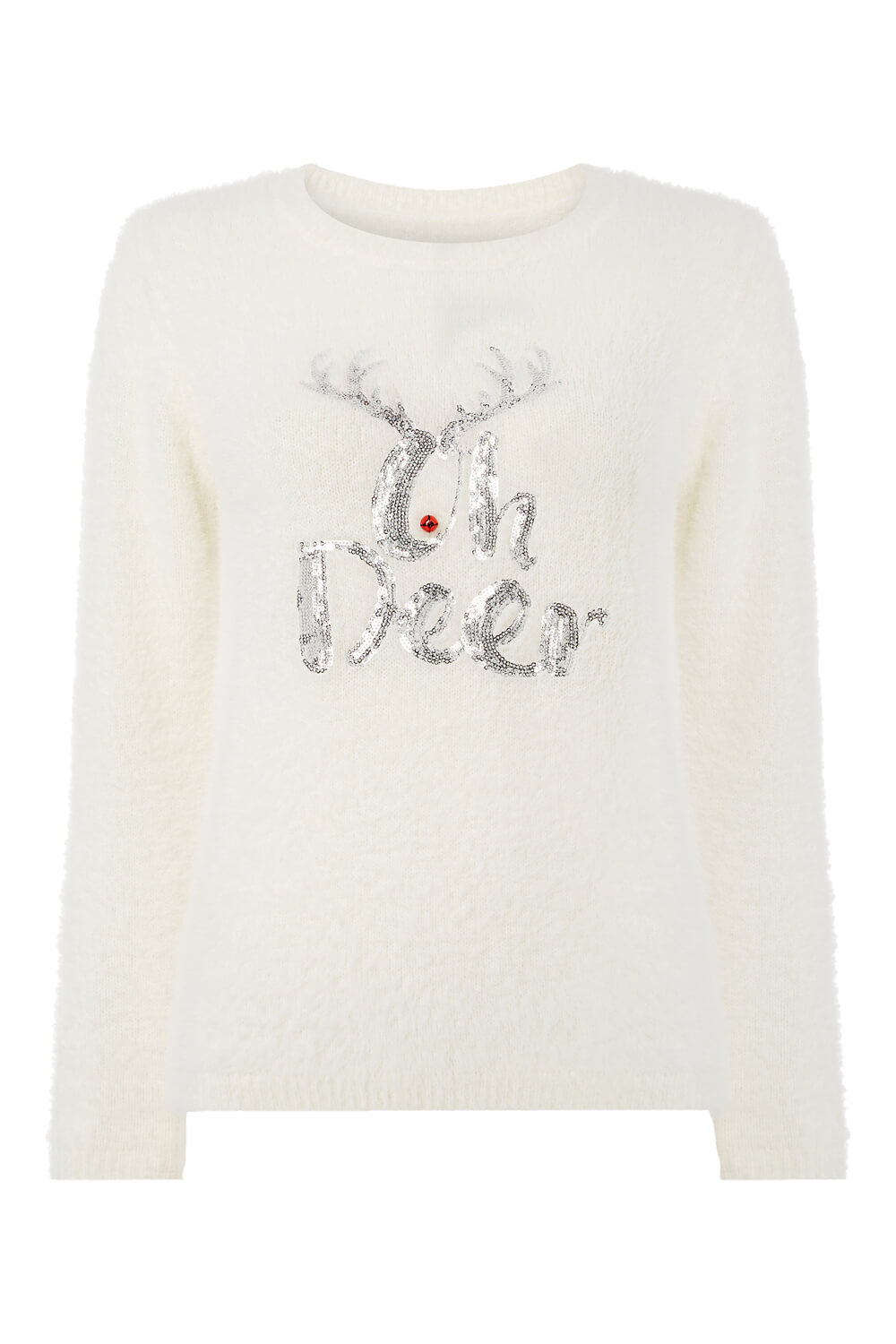 Ivory  Oh Deer Embellished Christmas Jumper, Image 5 of 5