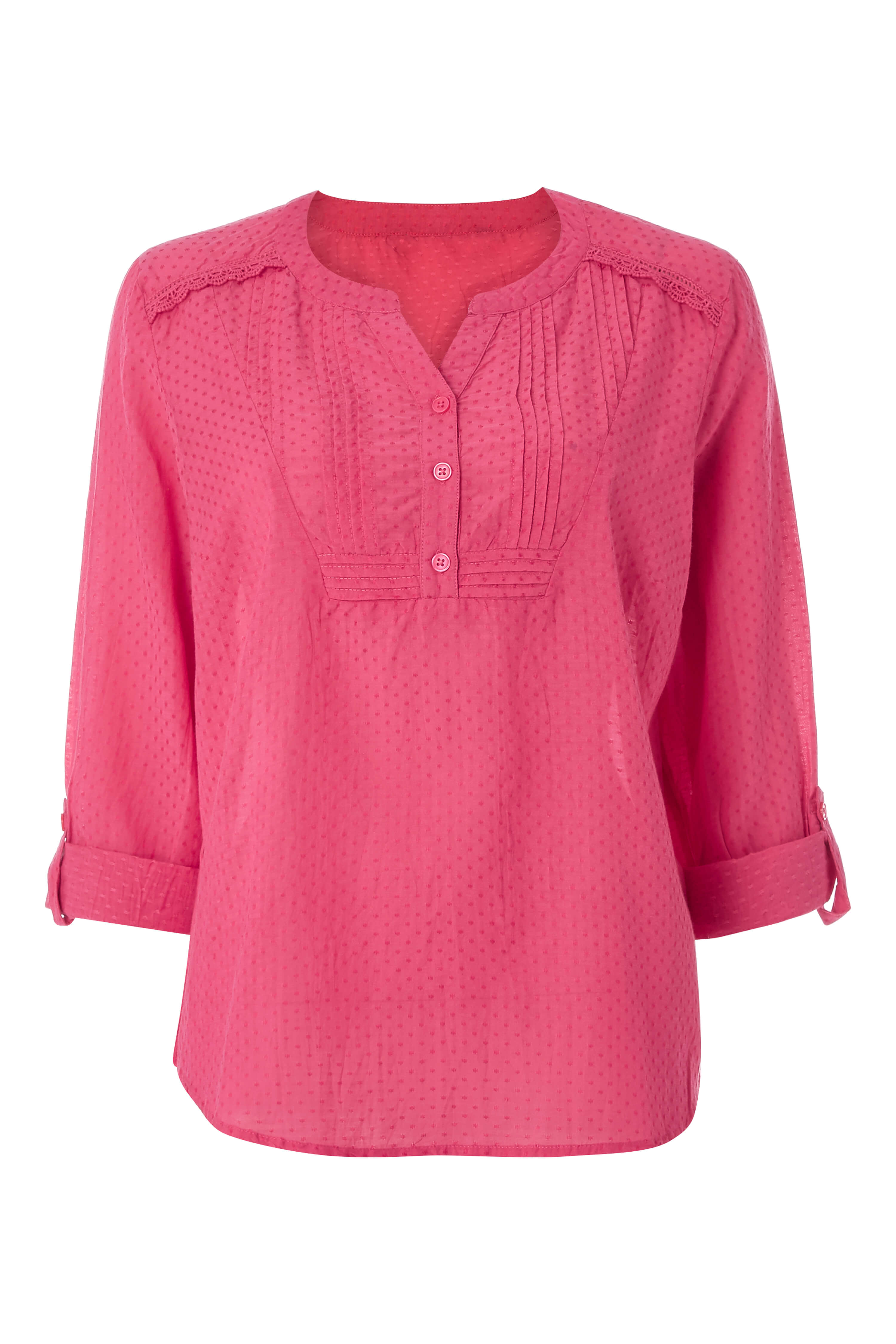 PINK Roll Sleeve Cotton Top, Image 4 of 4