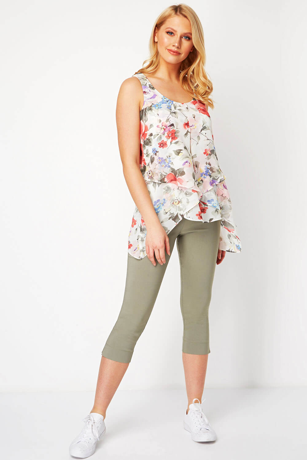 PINK Floral Print Asymmetric Top , Image 2 of 8