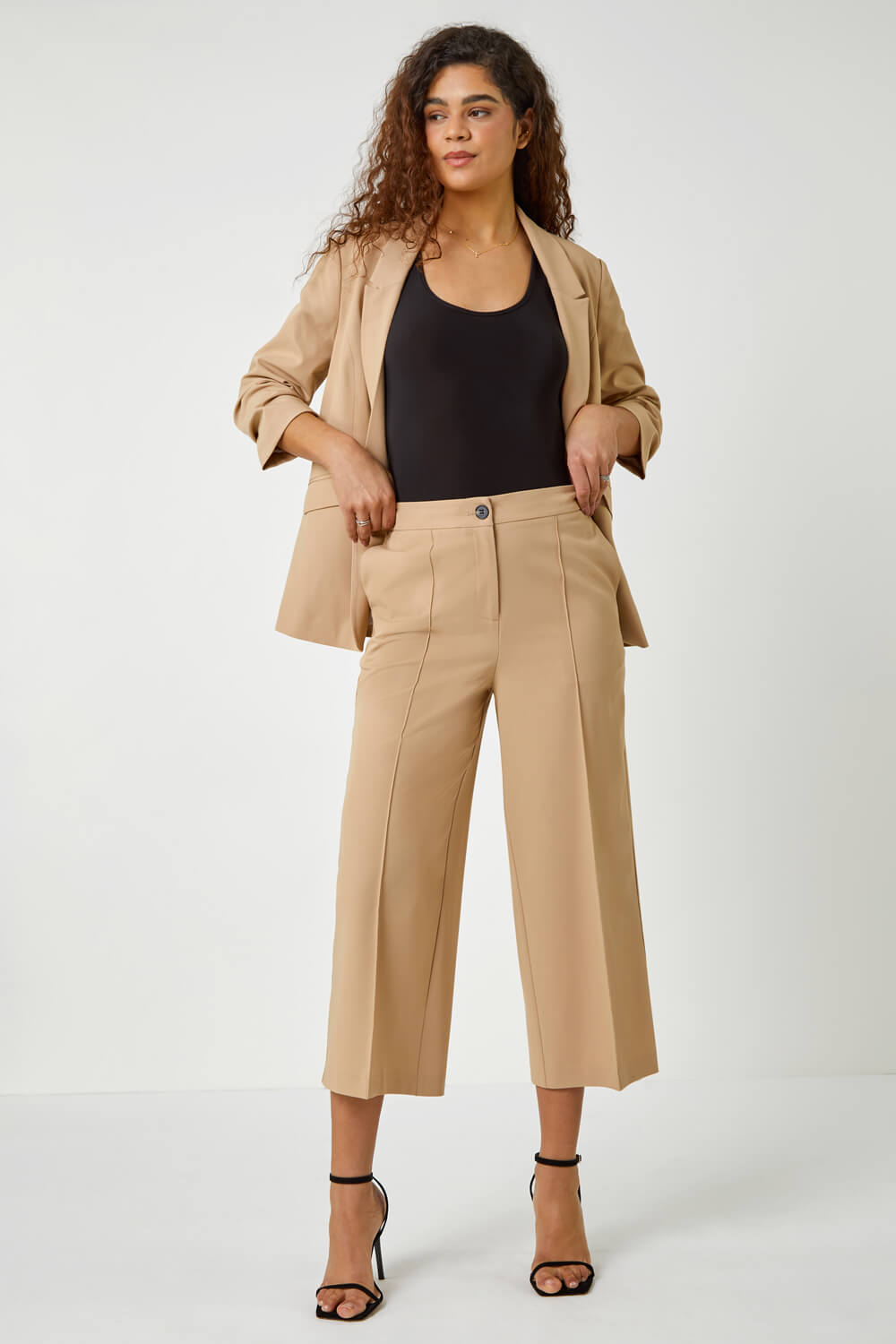 Natural  Tailored Stretch Culottes, Image 2 of 5