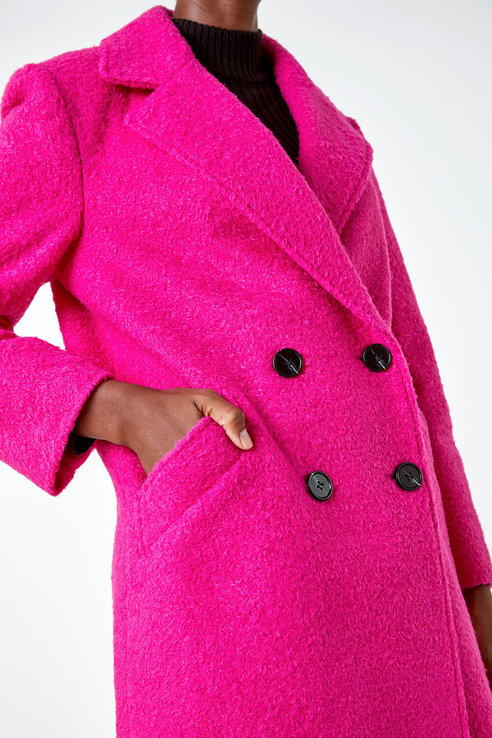 CERISE Relaxed Double Breasted Boucle Coat, Image 5 of 5