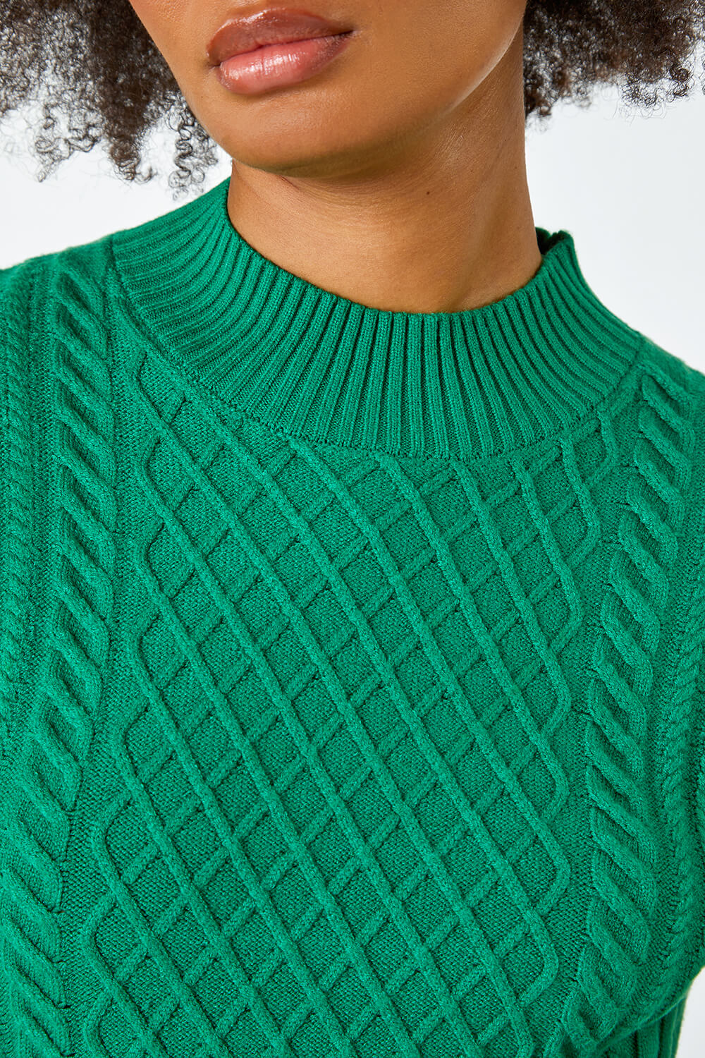 Green Cable Knit Midi Jumper Dress, Image 5 of 7