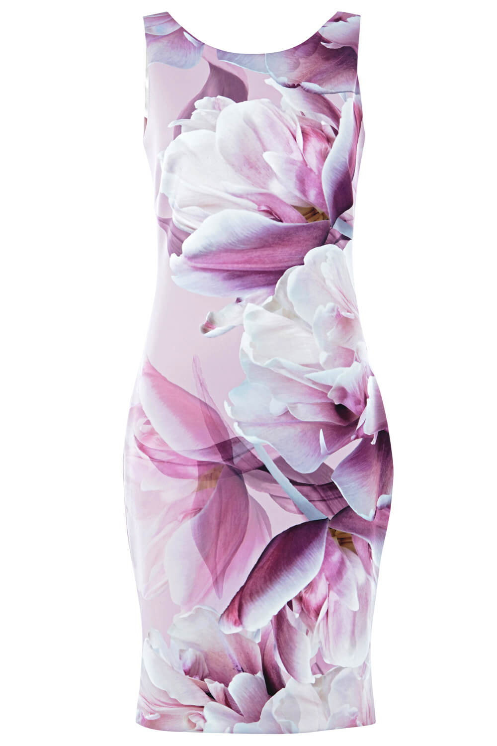 Light Pink Floral Print Scuba Dress, Image 5 of 5