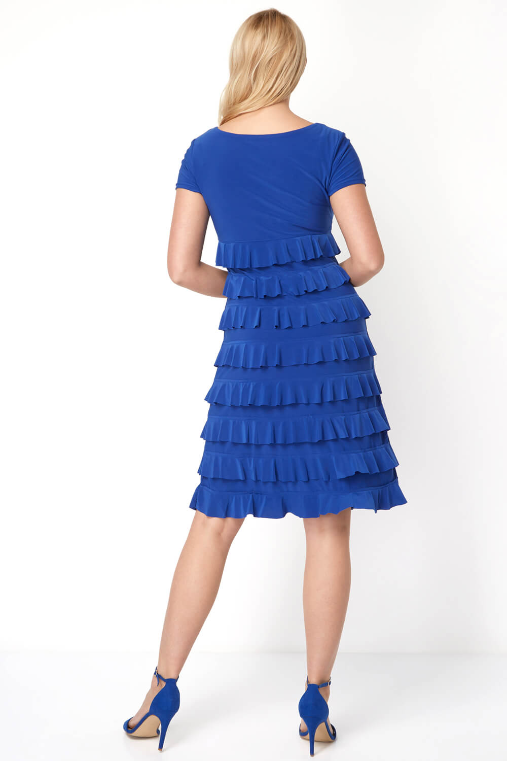 Royal Blue  Frill Tiered Dress, Image 3 of 5