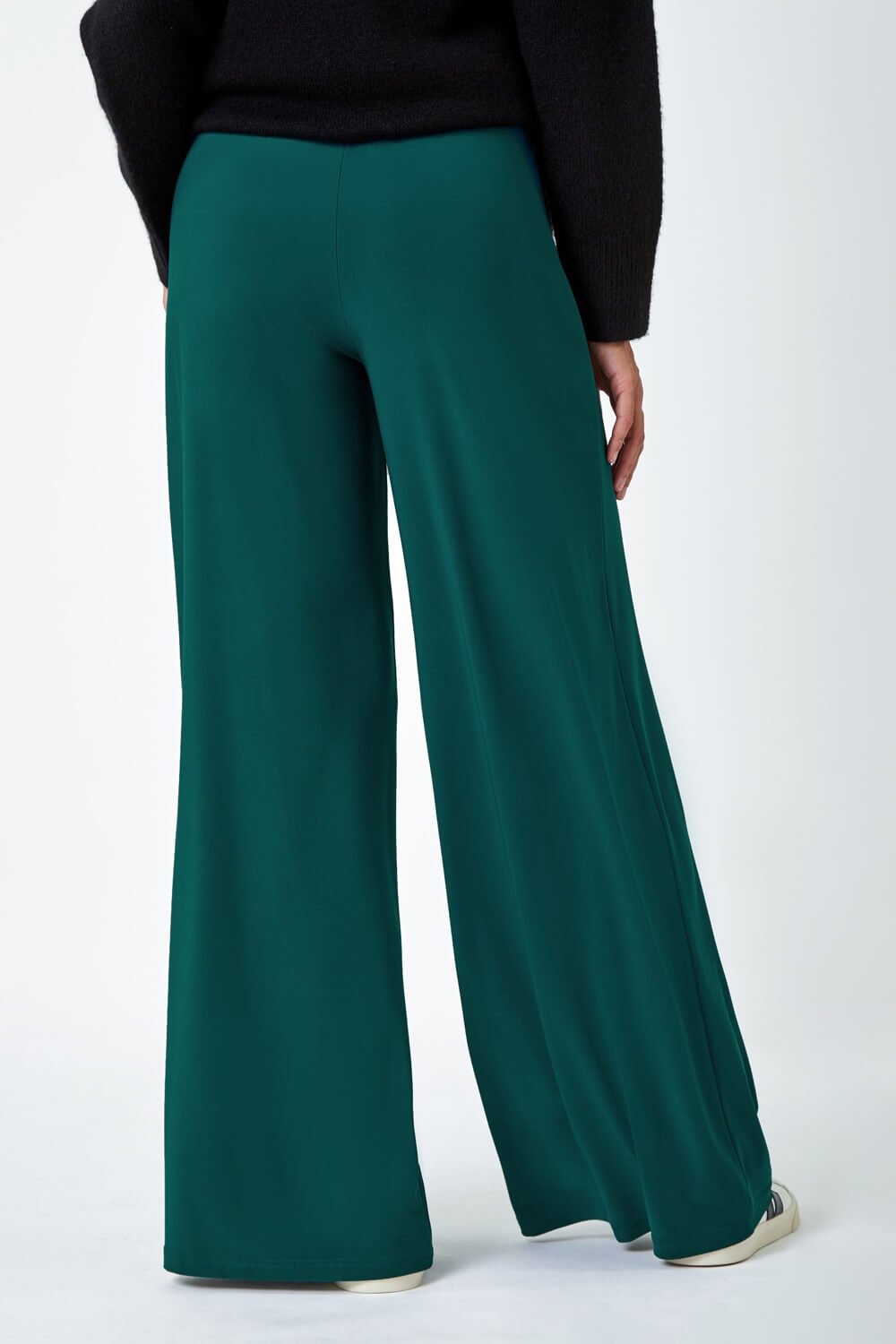 Teal Wide Leg Stretch Trousers, Image 3 of 5