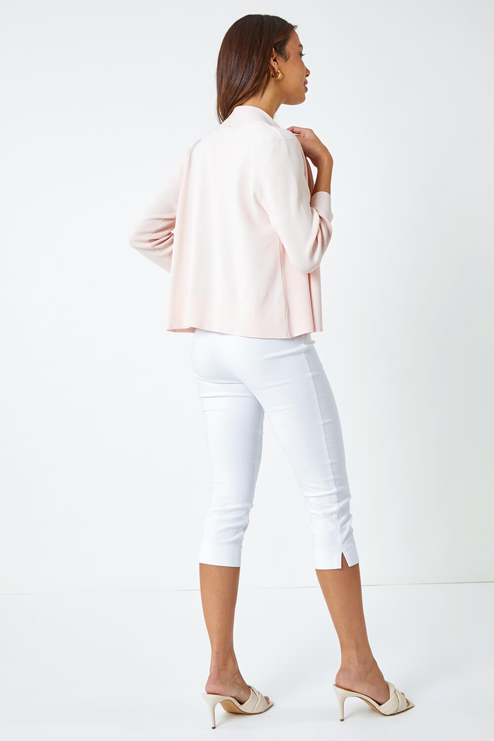 Light Pink Cropped Knitted Shrug, Image 3 of 5
