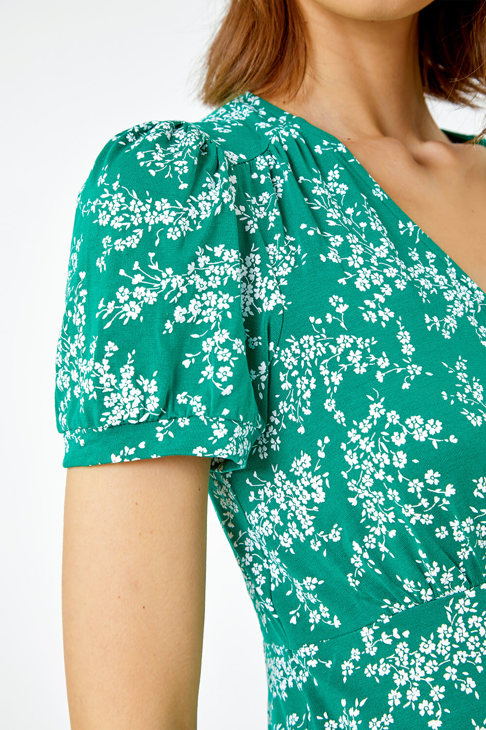 Green Ditsy Floral Print Stretch T-Shirt, Image 5 of 5