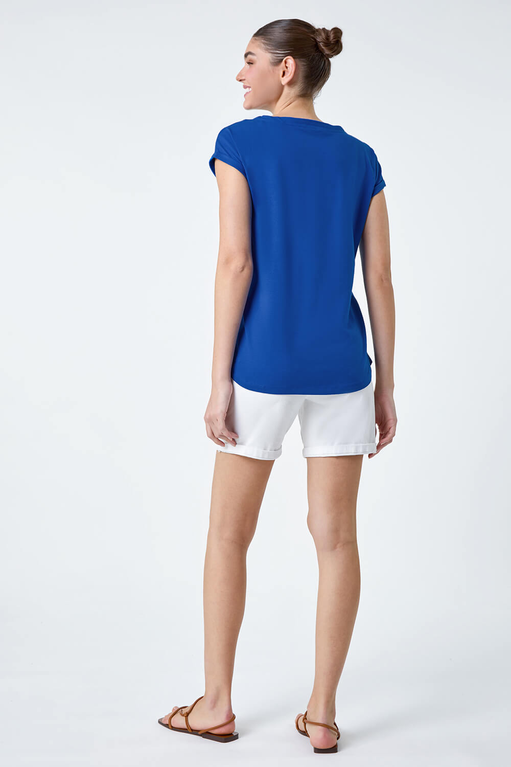 Royal Blue Plain Stretch Cotton Jersey T-Shirt, Image 3 of 5