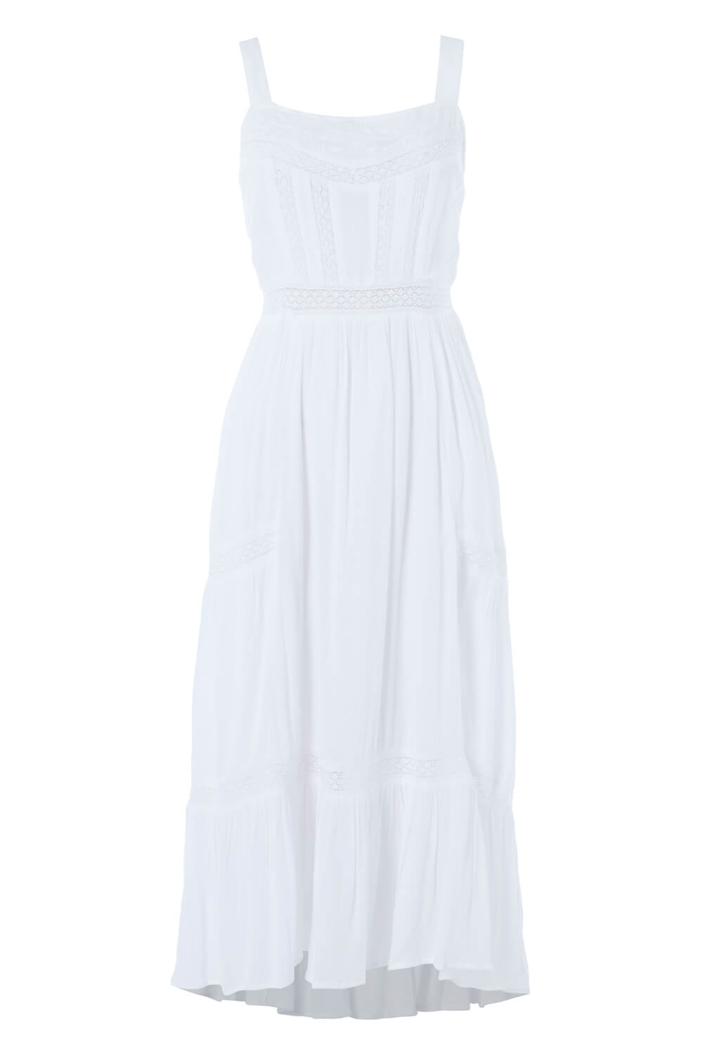 White Ladder Lace Tiered Maxi Dress, Image 4 of 4