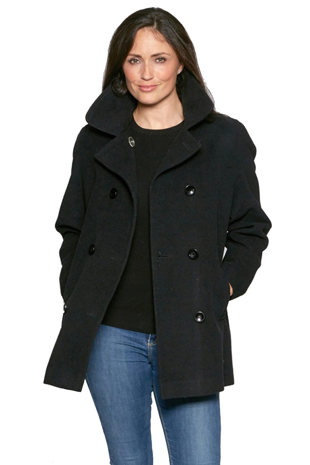 womens grey double breasted coat