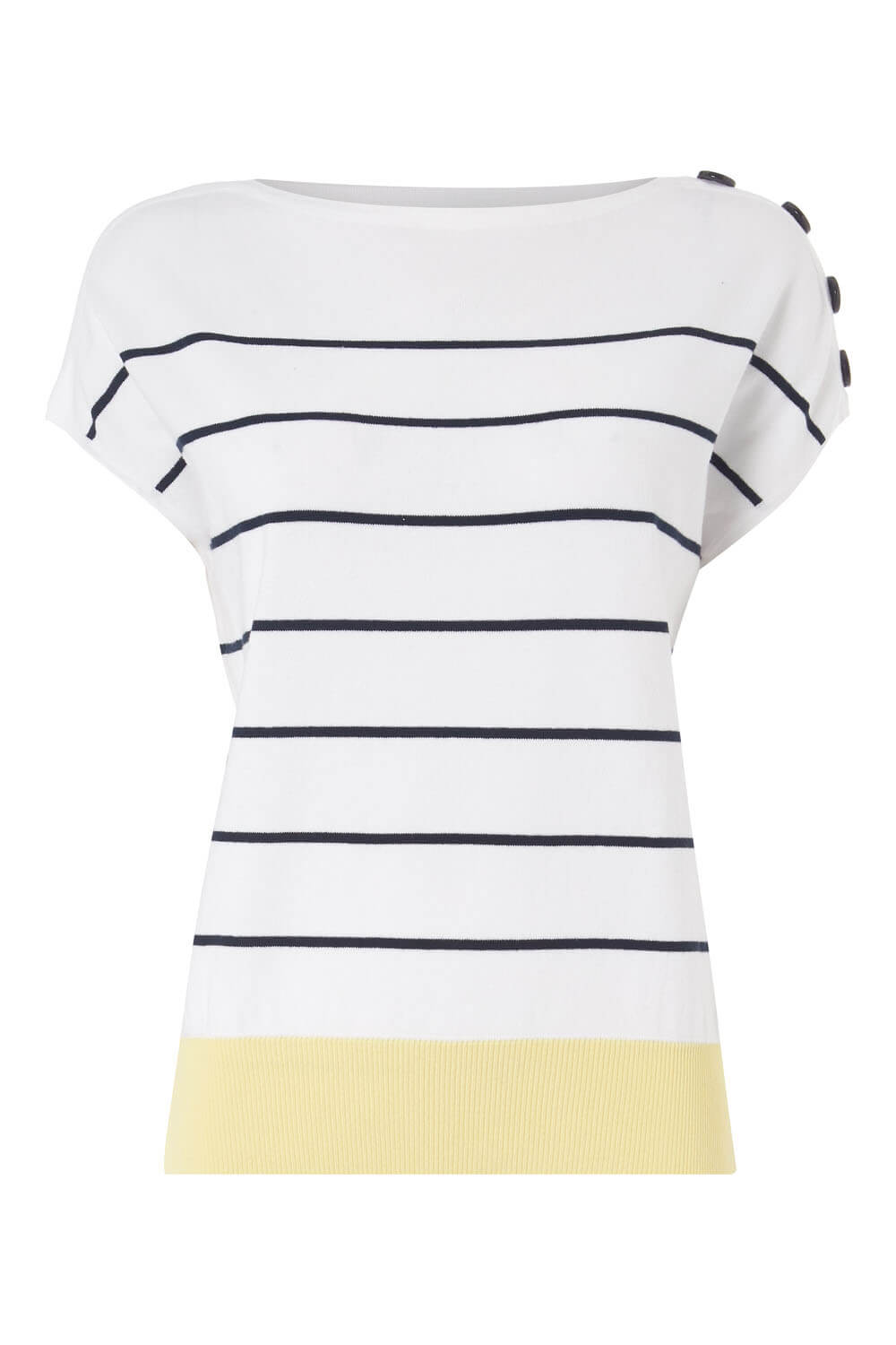 Ivory  Button Detail Stripe Colour Block T-Shirt, Image 5 of 5