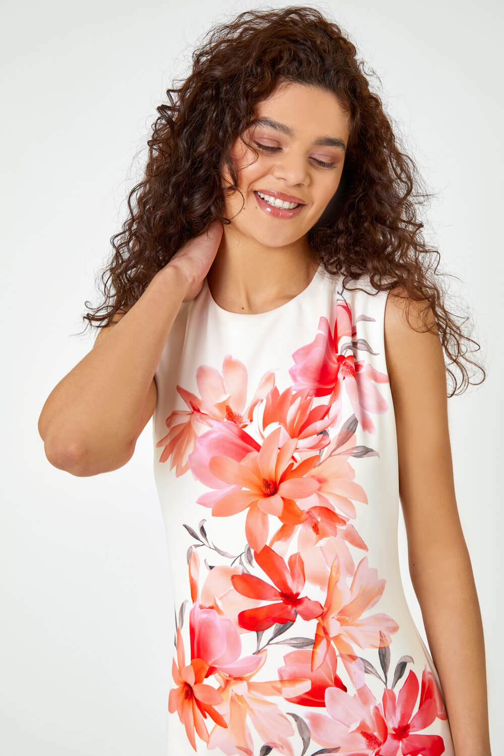 ORANGE Premium Stretch Floral Print Dress, Image 4 of 5