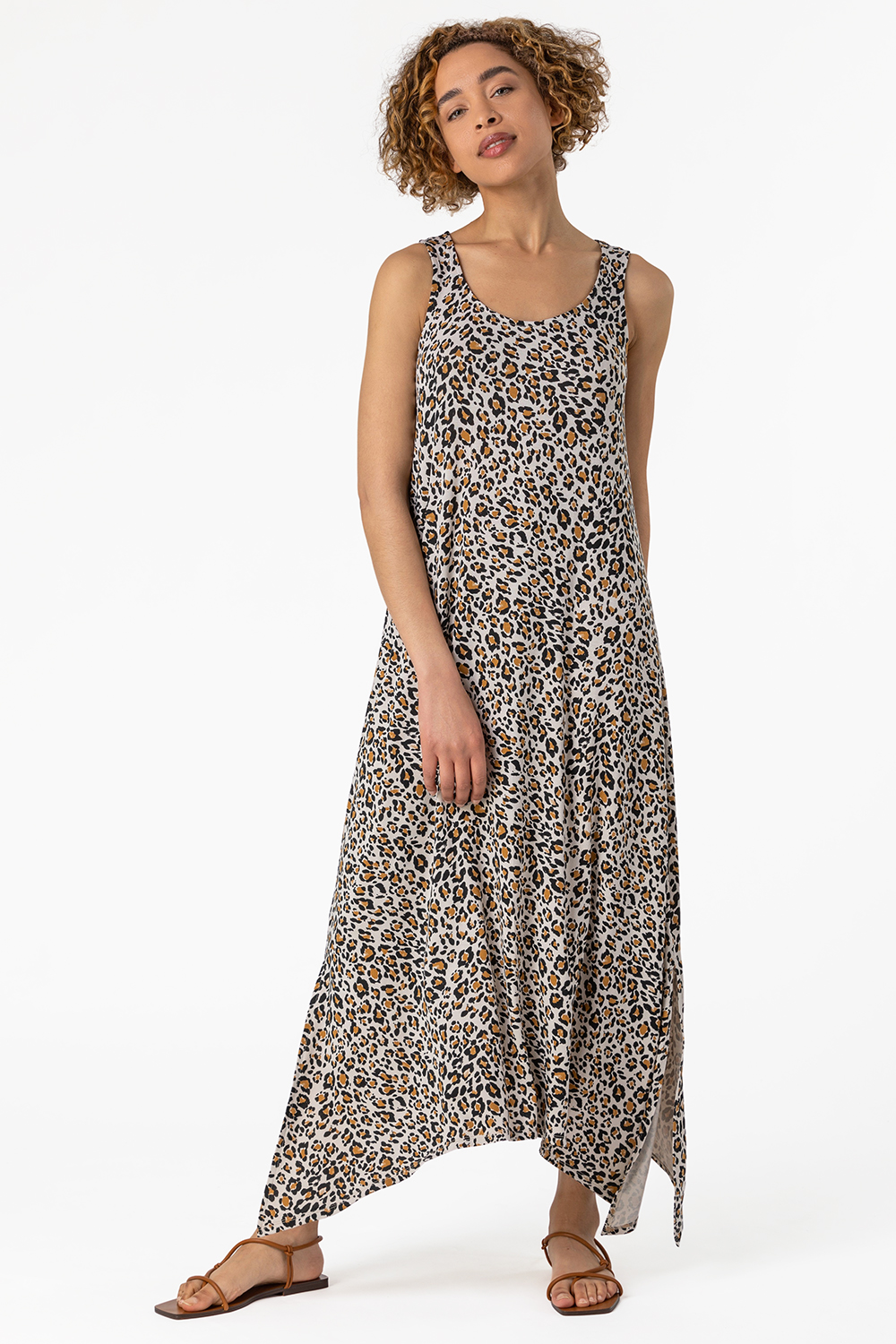 Cheetah Print Hanky Hem Stretch Dress