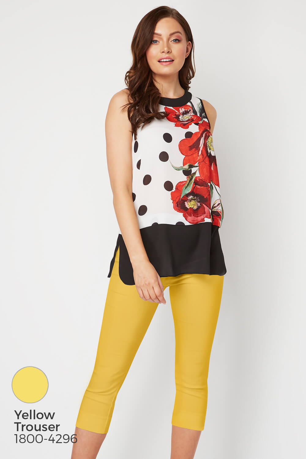 Red Contrast Layer Spot Floral Top , Image 8 of 9