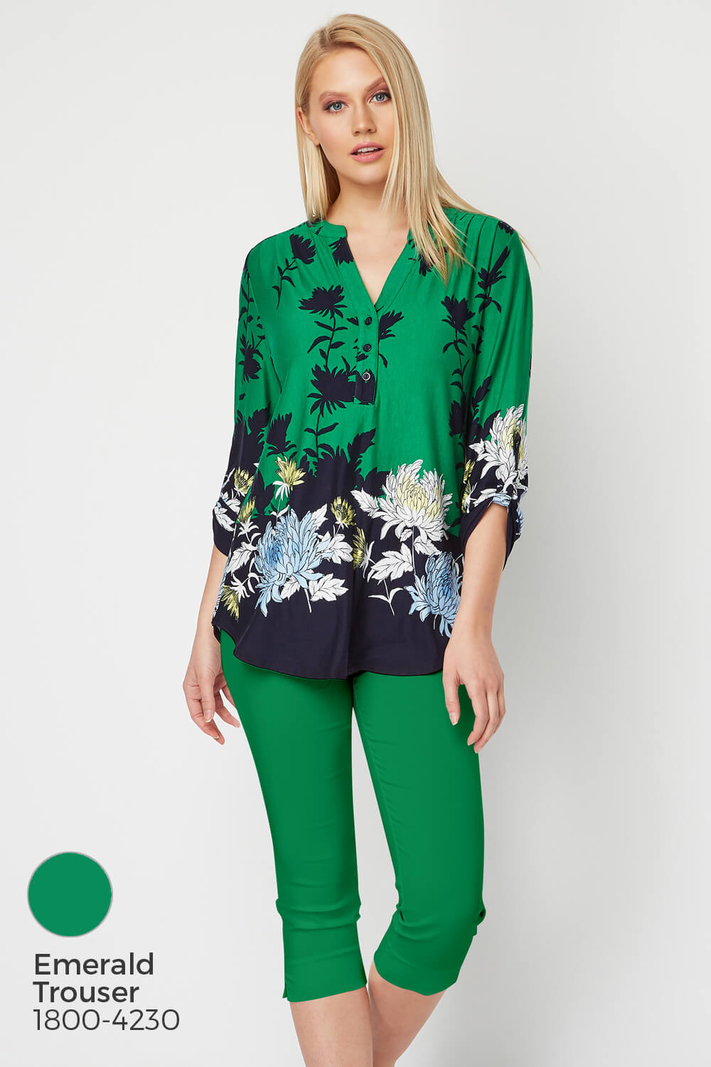 Green Floral Print Border Shirt , Image 8 of 9