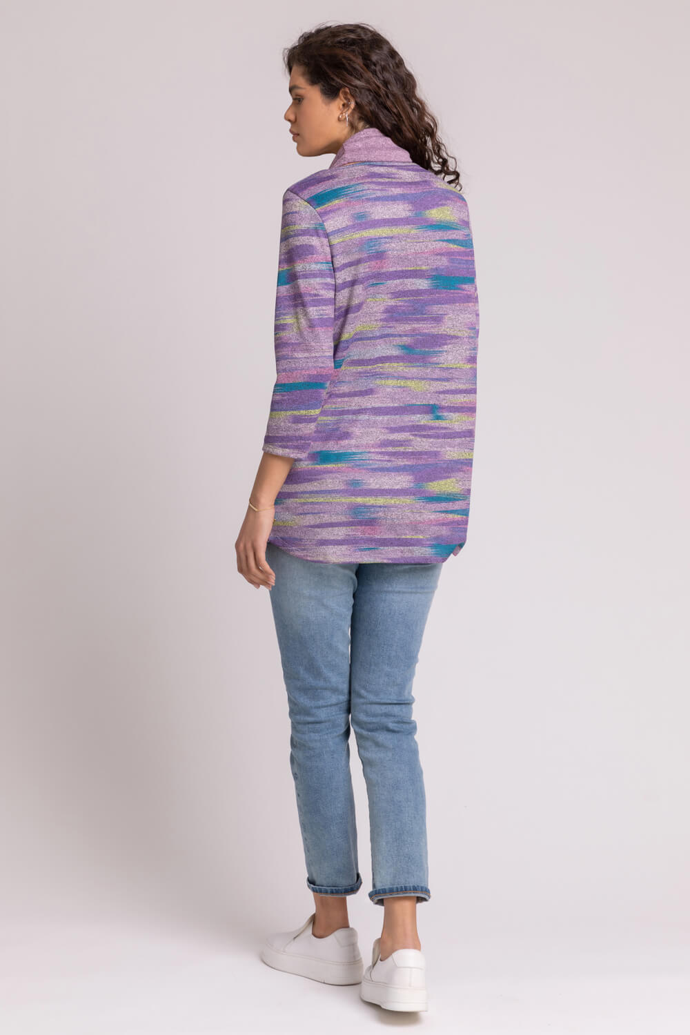 Lilac Abstract Print Pocket Top with Snood, Image 2 of 4