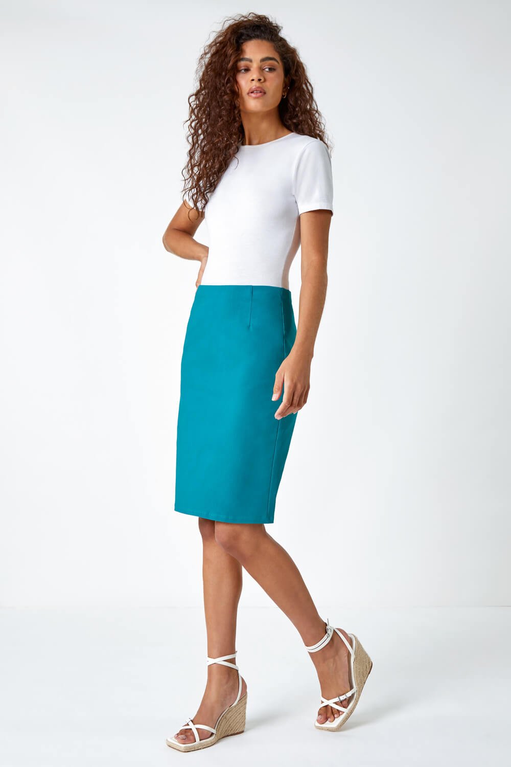 Jade Pull On Stretch Pencil Skirt, Image 4 of 5
