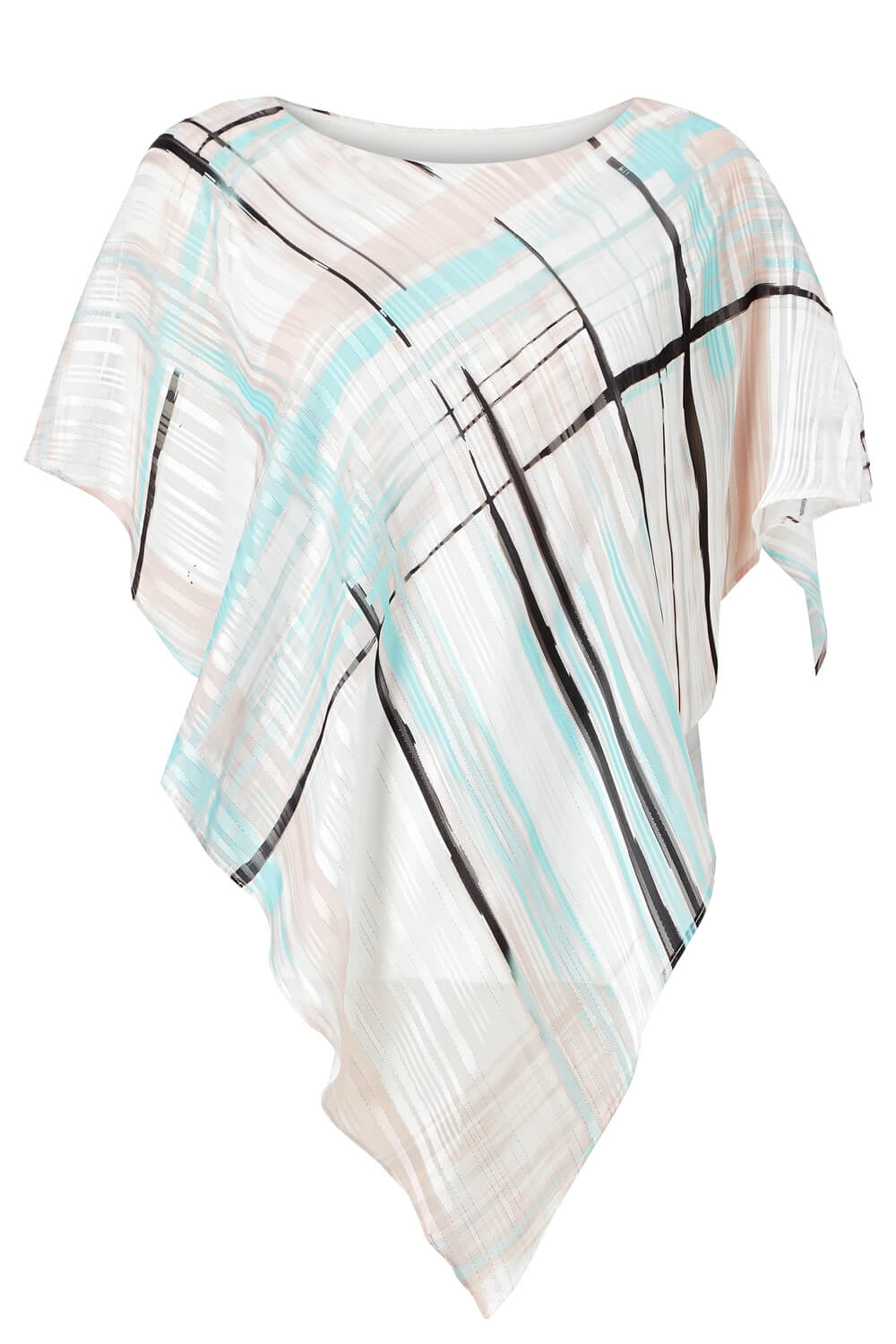Ivory  Check Print Asymmetric Overlay Top, Image 5 of 5