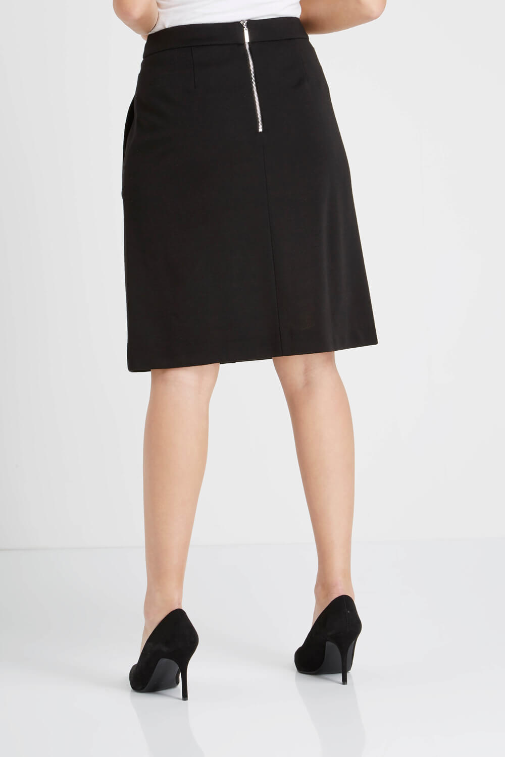 Black Textured Ponte Skirt, Image 2 of 5