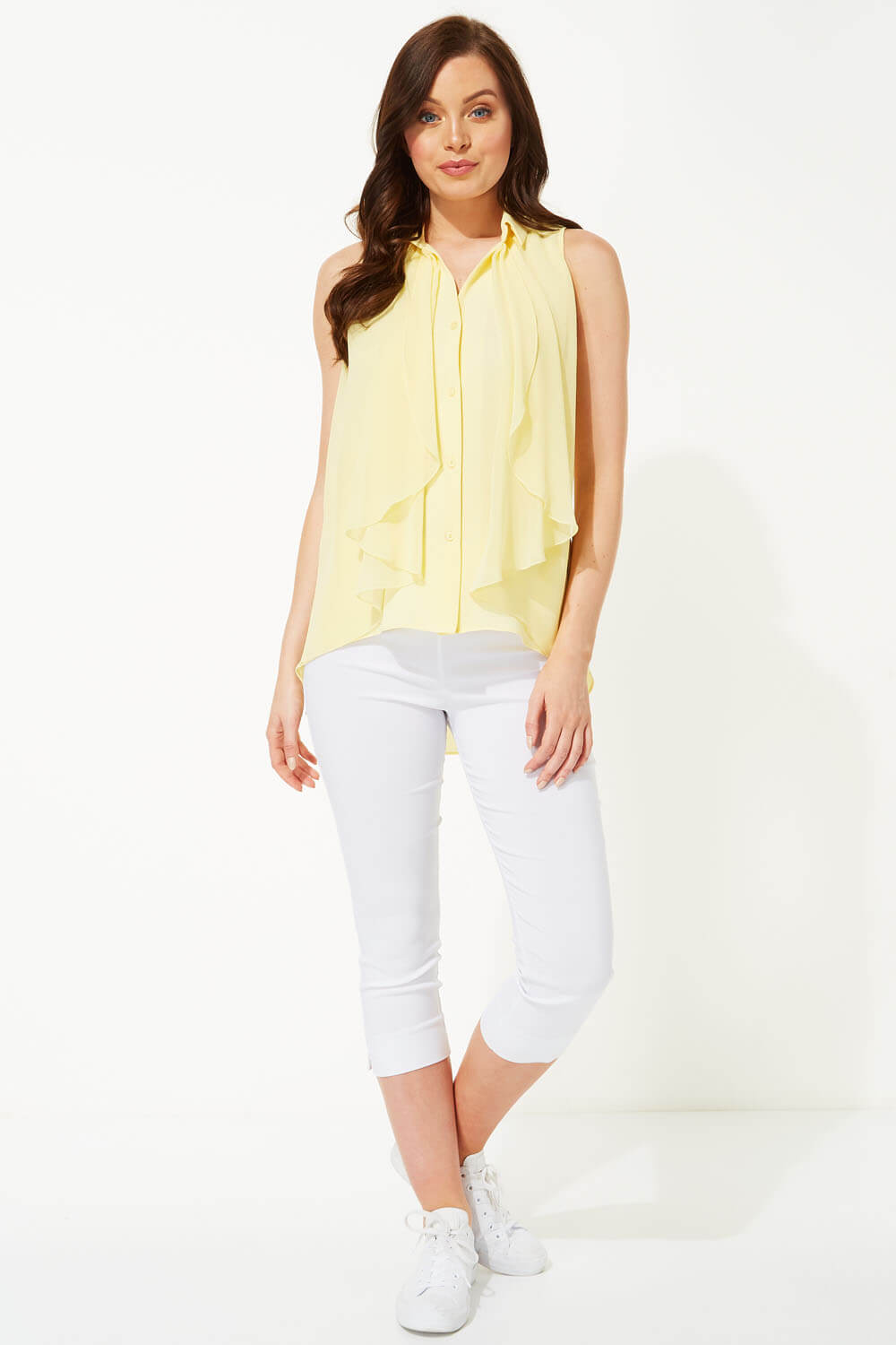 Lemon  Waterfall Front Button Up Blouse, Image 2 of 5