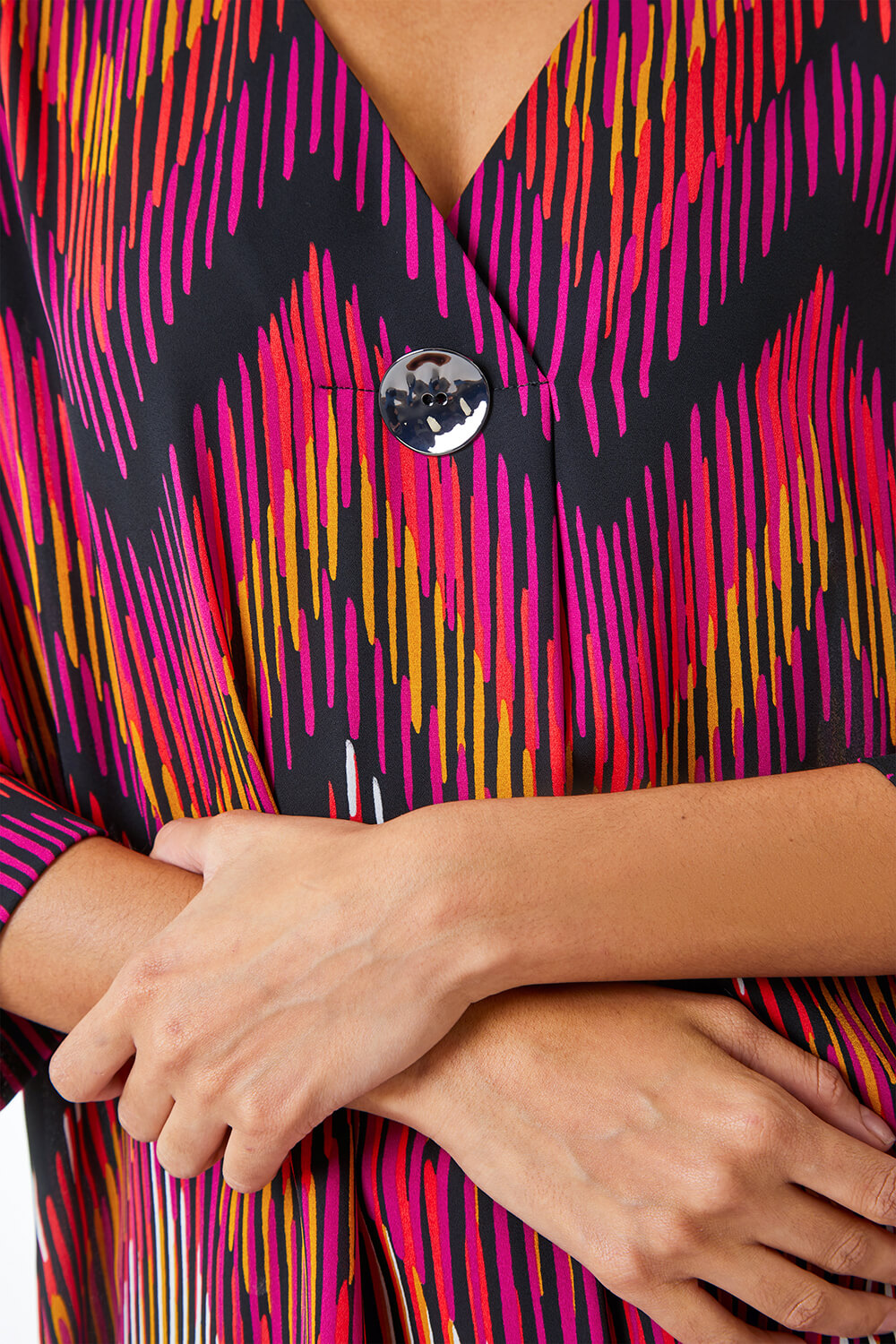 CERISE Abstract Print Button Detail Top , Image 5 of 5