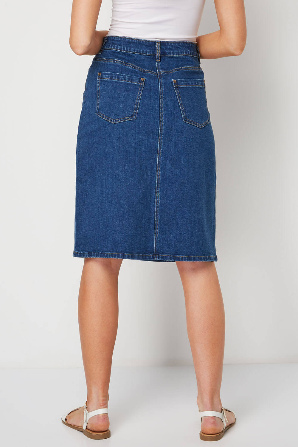 A-Line Denim Skirt in Blue - Roman Originals UK