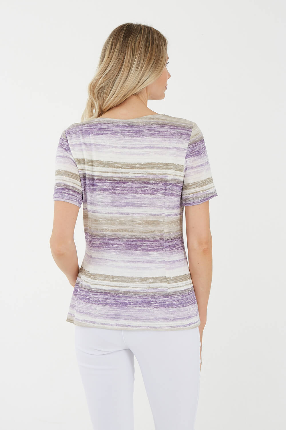 Lilac Julianna Stripe Print T-Shirt, Image 2 of 4