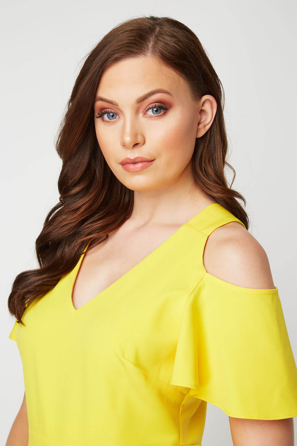 Yellow Cold Shoulder Culotte Jumpsuit , Image 4 of 5