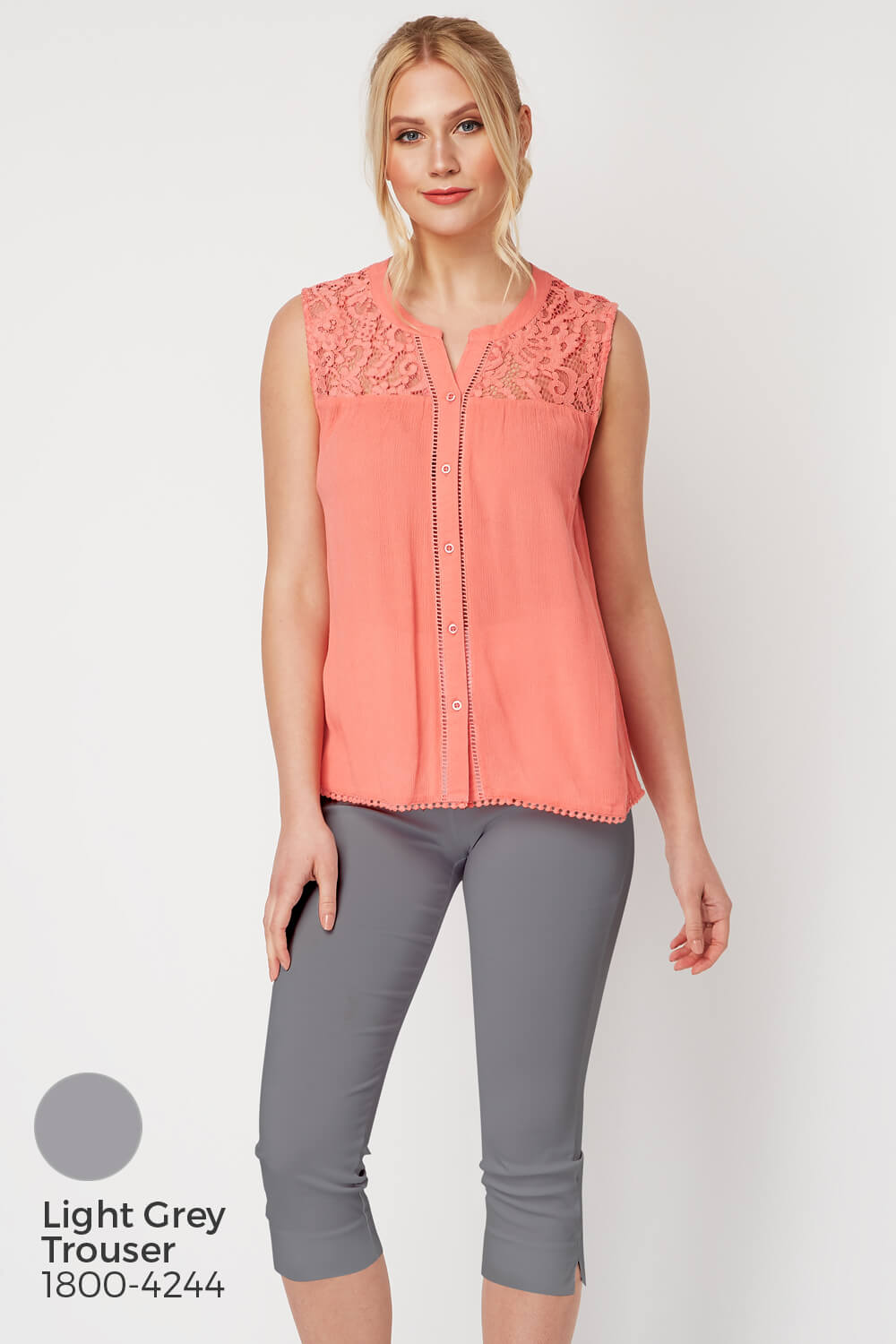 CORAL Lace Insert Button Up Blouse, Image 8 of 8